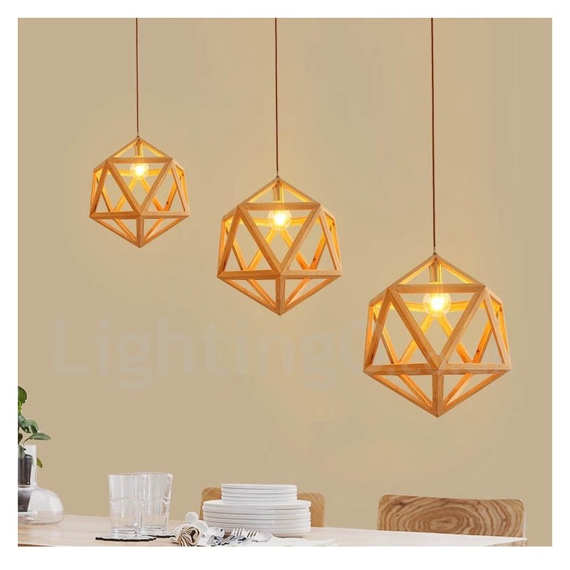 1 Light Modern Contemporary Wooden Pendant Light