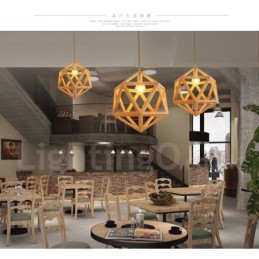 1 Light Modern Contemporary Wooden Pendant Light