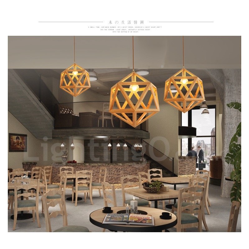 1 Light Modern Contemporary Wooden Pendant Light