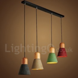 Modern Contemporary Wood Multi Colors Concrte Pendant Light