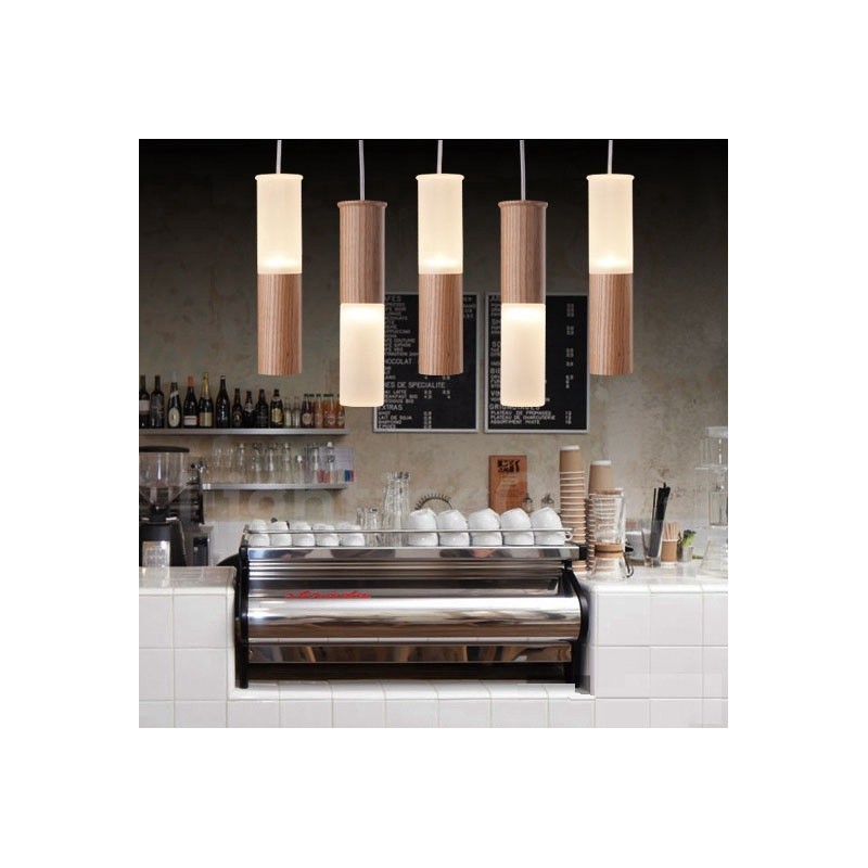 Modern Contemporary 5 Light Wooden Pendant Light