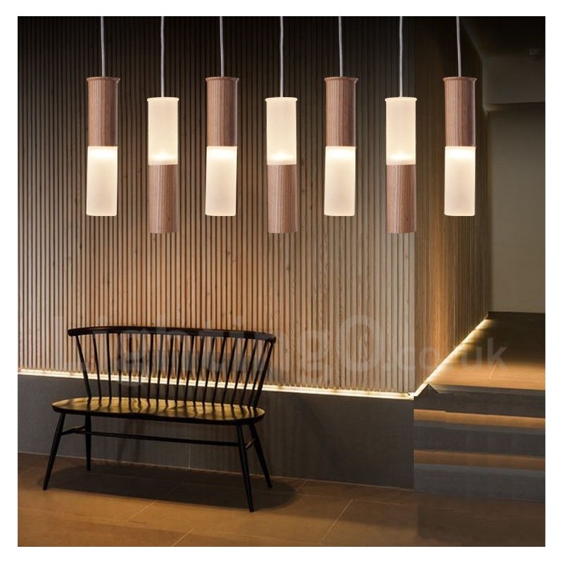 Modern Contemporary 7 Light Wooden Pendant Light