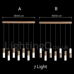 Modern Contemporary 7 Light Wooden Pendant Light