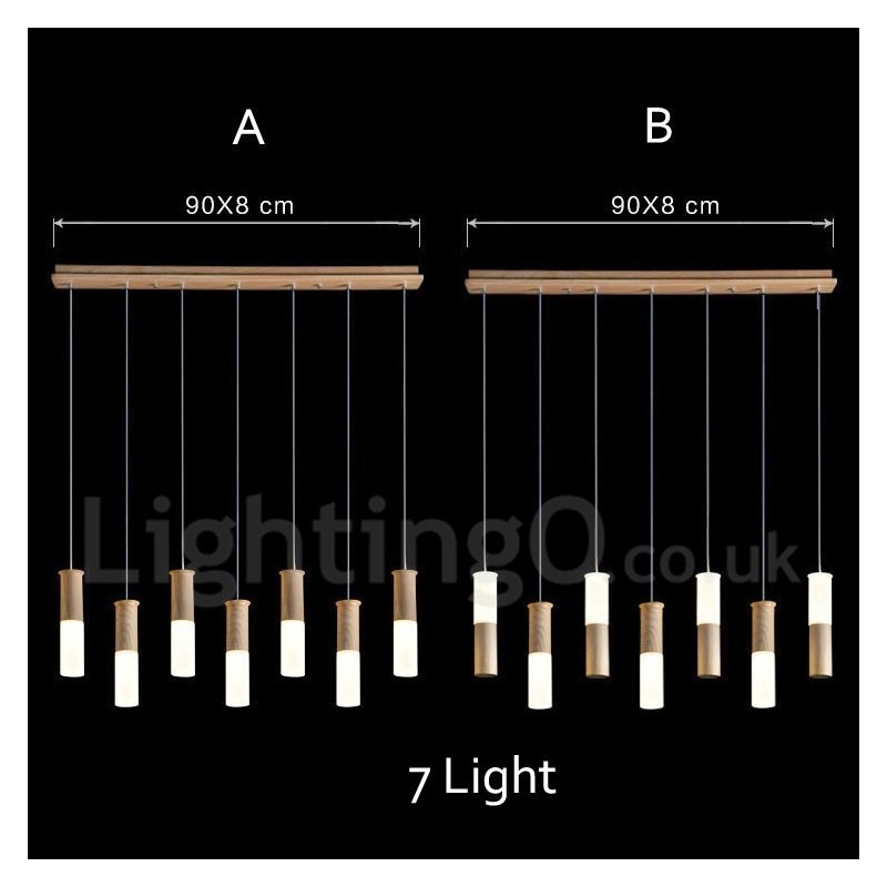 Modern Contemporary 7 Light Wooden Pendant Light