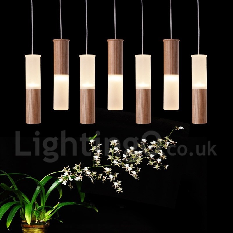 Modern Contemporary 7 Light Wooden Pendant Light