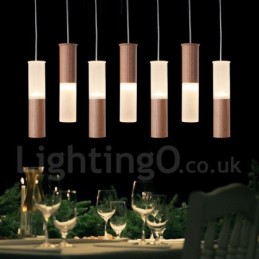 Modern Contemporary 7 Light Wooden Pendant Light