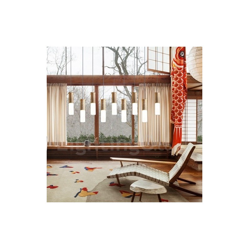 Modern Contemporary 9 Light Wooden Pendant Light