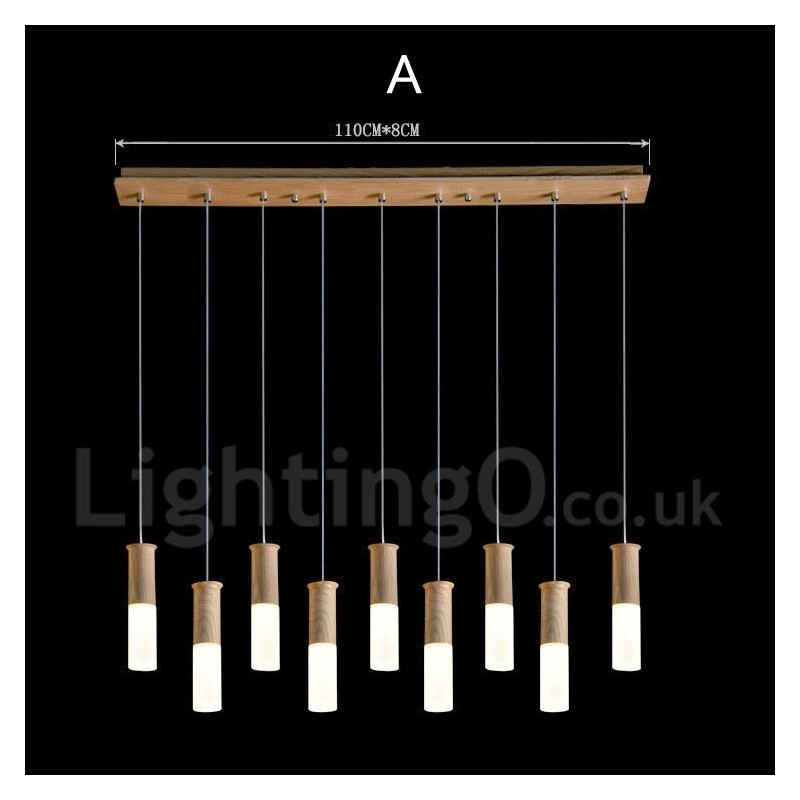 Modern Contemporary 9 Light Wooden Pendant Light