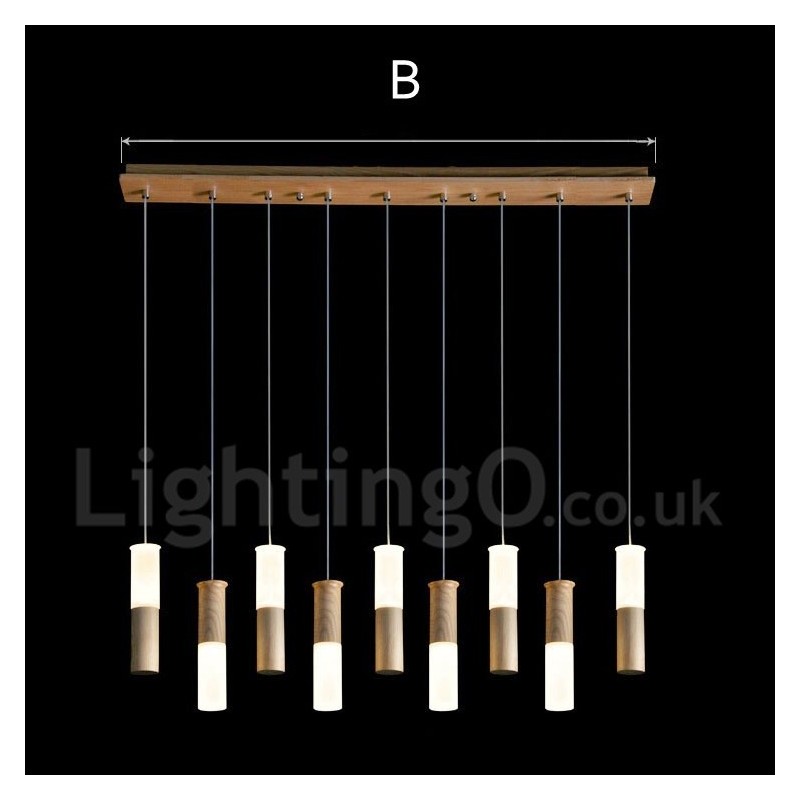 Modern Contemporary 9 Light Wooden Pendant Light
