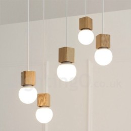 5 Light Wood Rustic Lodge Pendant Light