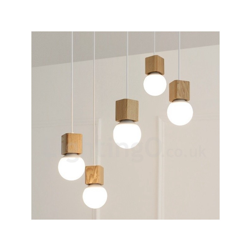 5 Light Wood Rustic Lodge Pendant Light