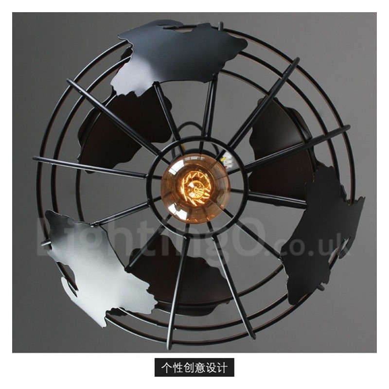 Country Vintage Globe Metal Pendant Light