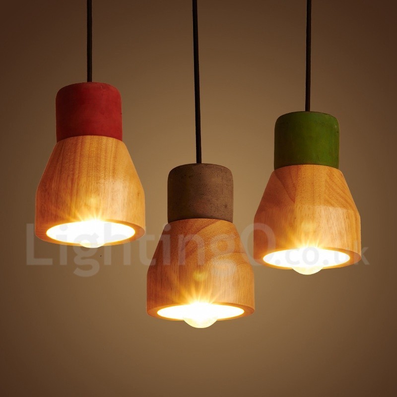 Vintage Wood Concrte Pendant Light