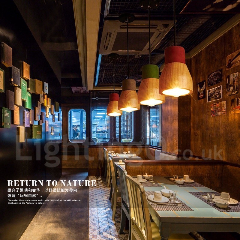 Vintage Wood Concrte Pendant Light