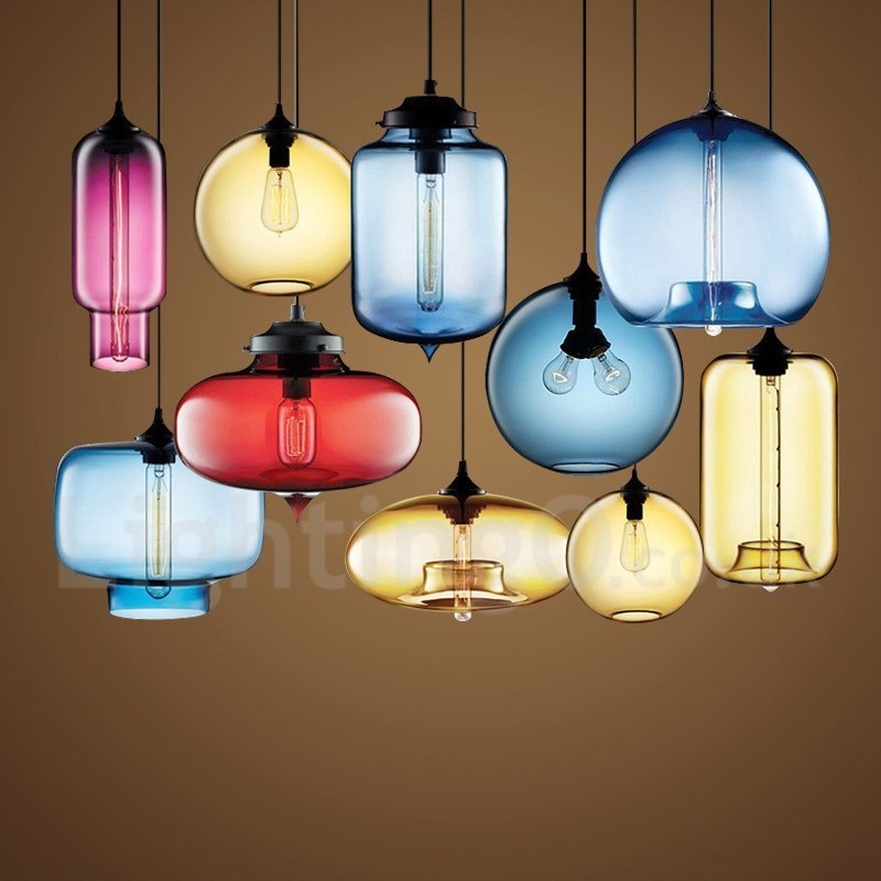 Modern Contemporary Multi Colors 1 Light Glass Pendant Light