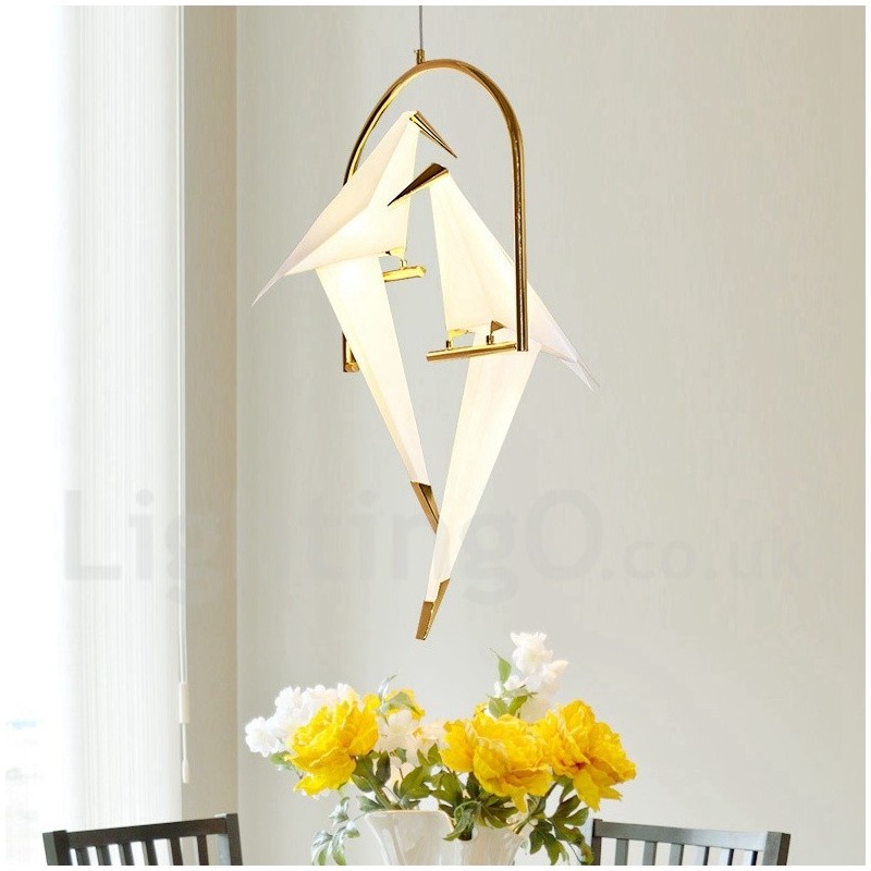 Modern Contemporary Paper Crane 2 Light Pendant Light