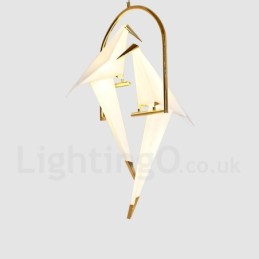 Modern Contemporary Paper Crane 2 Light Pendant Light