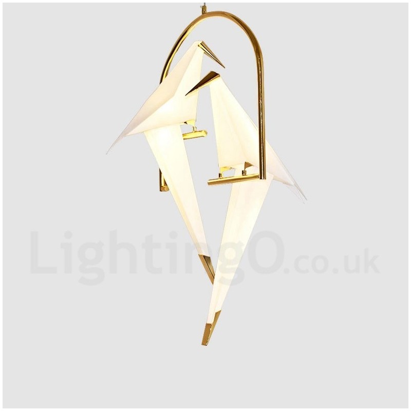 Modern Contemporary Paper Crane 2 Light Pendant Light