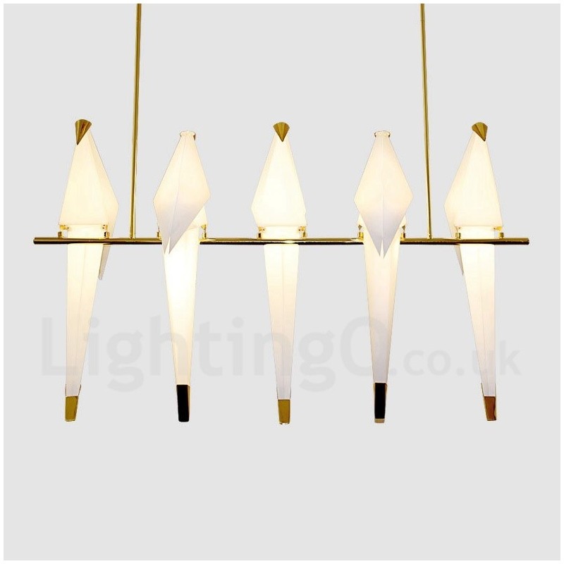 Modern Contemporary Paper Crane 5 Light Pendant Light