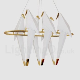 Modern Contemporary Paper Crane 6 Light Pendant Light