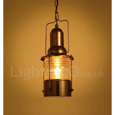 Retro Vintage 1 Light Lantern Copper Pendant Light