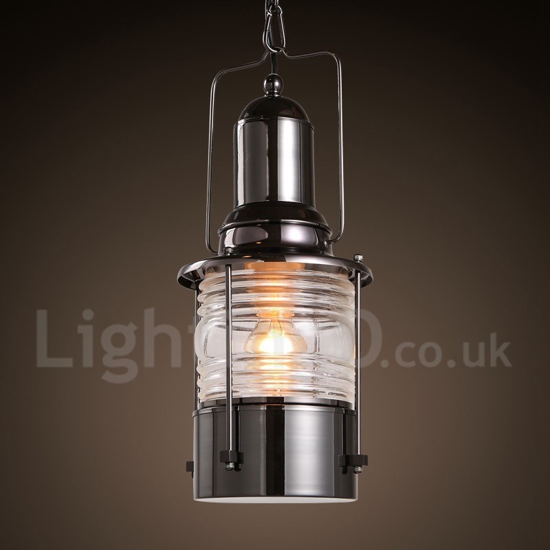 Retro Vintage 1 Light Lantern Copper Pendant Light