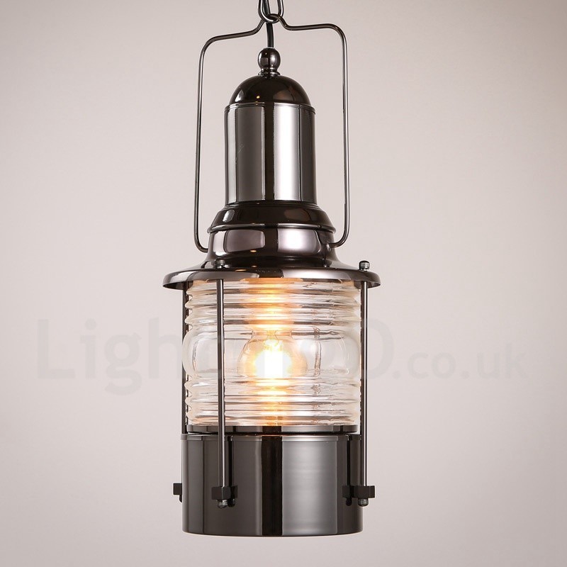 Retro Vintage 1 Light Lantern Copper Pendant Light