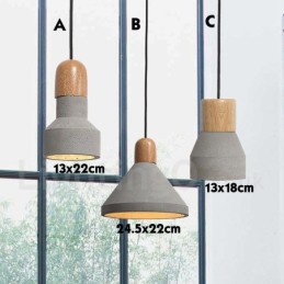 Single Light Modern Contemporary Wood Concrte Pendant Light