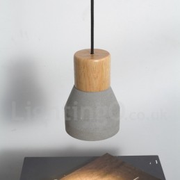 Single Light Modern Contemporary Wood Concrte Pendant Light