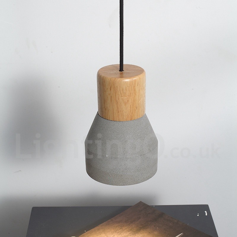 Single Light Modern Contemporary Wood Concrte Pendant Light