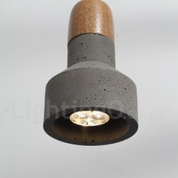 Single Light Modern Contemporary Wood Concrte Pendant Light