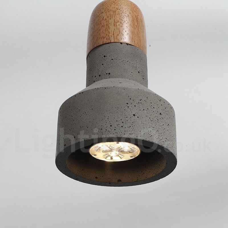 Single Light Modern Contemporary Wood Concrte Pendant Light
