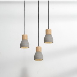 Single Light Modern Contemporary Wood Concrte Pendant Light