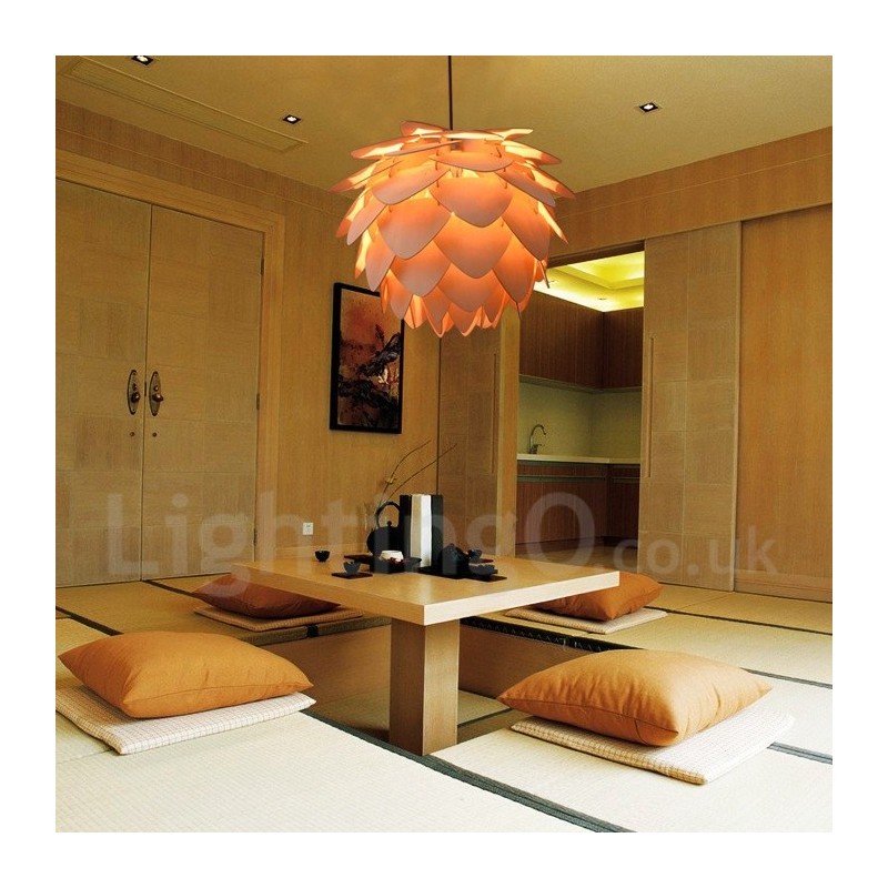 Rustic Lodge Wood Pinecone Pendant Light