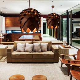 Rustic Lodge Wood Pinecone Pendant Light