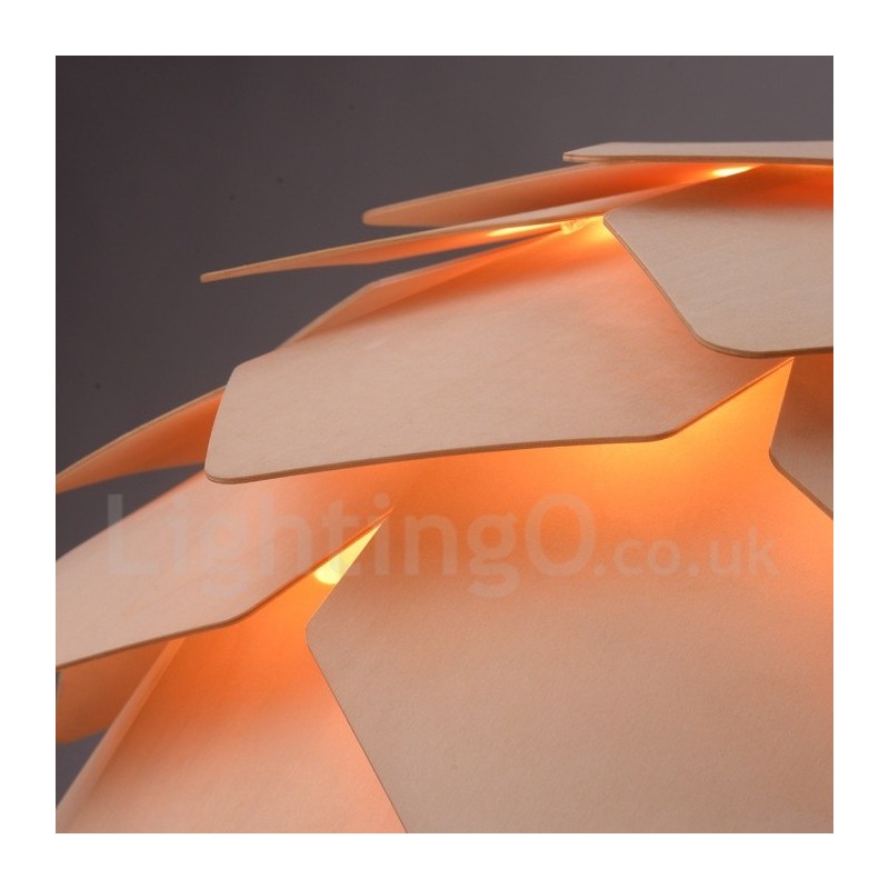 Rustic Lodge Wood Pinecone Pendant Light