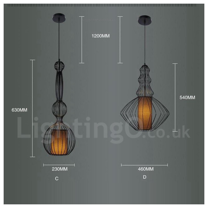 Country Vintage Metal Vase Shape Pendant Light
