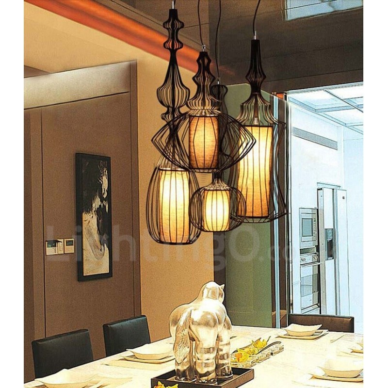 Country Vintage Metal Vase Shape Pendant Light