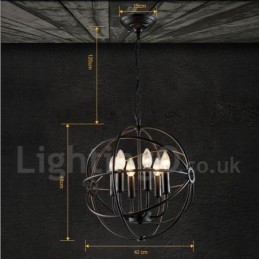 6 Light Metal Globe Vintage Pendant Light
