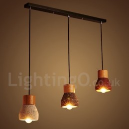 Modern Contemporary 1 Light Wood Concrte Pendant Light