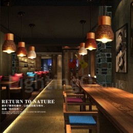 Modern Contemporary 1 Light Wood Concrte Pendant Light