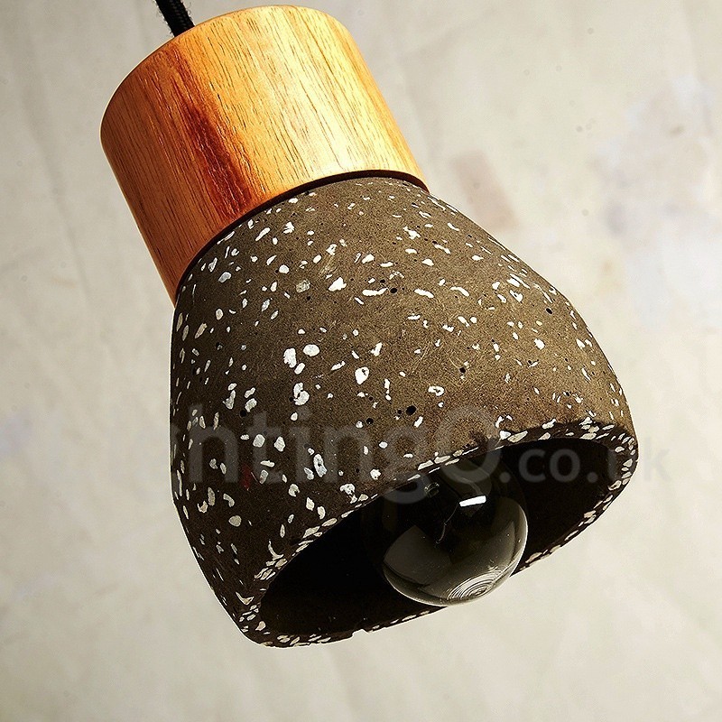 Modern Contemporary 1 Light Wood Concrte Pendant Light