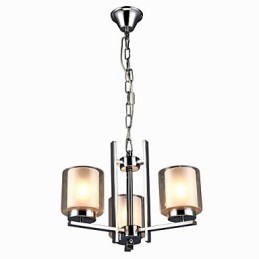 Iron Electroplated Chandelier with Glass Shade Classic Candle Lighting Lamp 3 Heads