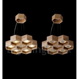6 Light Wood Modern Contemporary Pendant Light