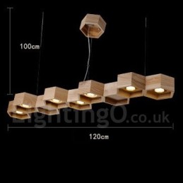 7 Light Wood Modern Contemporary Pendant Light