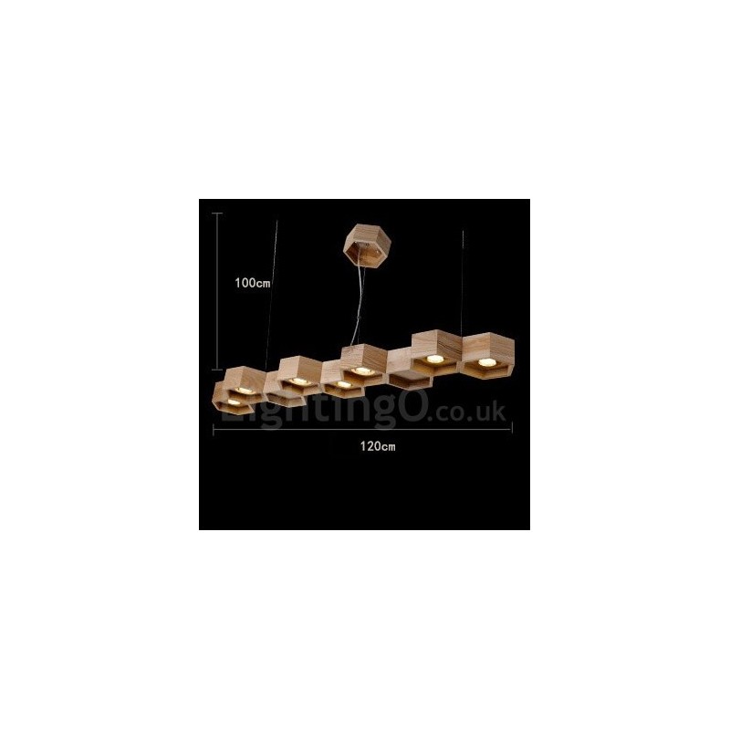 7 Light Wood Modern Contemporary Pendant Light