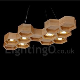 6 Light Wood Modern Contemporary Pendant Light