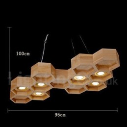6 Light Wood Modern Contemporary Pendant Light