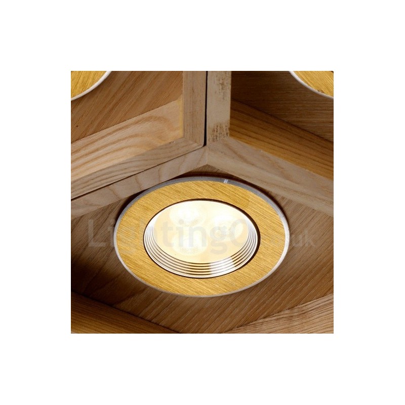 6 Light Wood Modern Contemporary Pendant Light