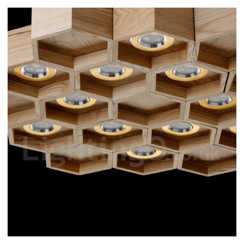 12 Light Wood Modern Contemporary Pendant Light